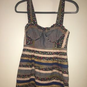 Flower and jean fit and flare dress